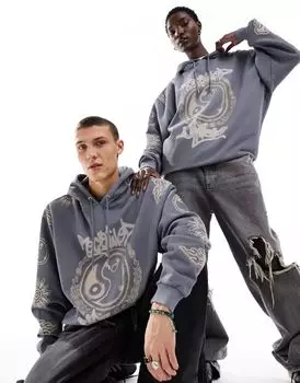 Черное худи унисекс Reclaimed Vintage с рисунком Инь Ян