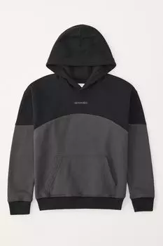 Черное худи в стиле колор-блок Abercrombie & Fitch, черный