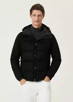 Черное кашемировое пальто с капюшоном Kiton