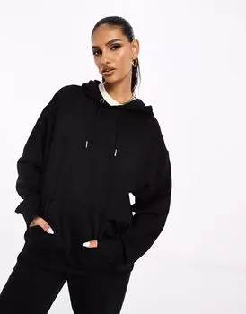 Черное комбинированное худи оверсайз ASOS