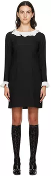 Черное комбинированное мини-платье Anna Sui