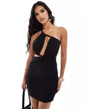 Черное короткое платье с вырезом ASOS DESIGN
