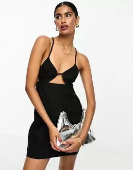 Черное короткое платье с вырезом-бюстье ASOS DESIGN