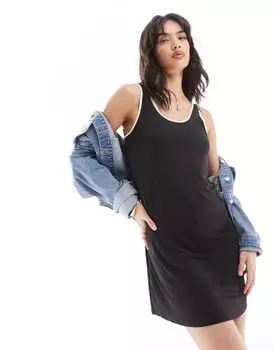Черное короткое платье-юбка из одинарного джерси с контрастной отделкой Vero Moda