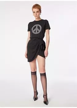 Черное короткое женское платье с круглым вырезом и принтом 241K1J0435 Moschino Jeans, черный