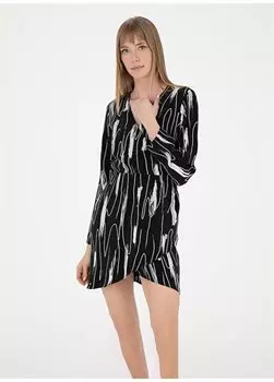 Черное короткое женское платье с V-образным вырезом BETI-E Pierre Cardin, черный