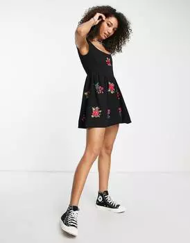 Черное корсетное платье мини с вышивкой ASOS DESIGN ASOS DESIGN
