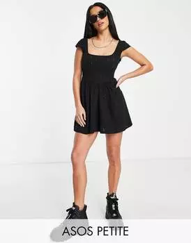 Черное корсетное платье с вышивкой ASOS DESIGN Petite