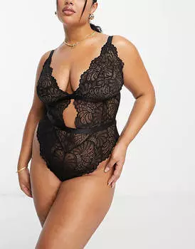 Черное кружевное боди ASOS DESIGN Curve Sienna