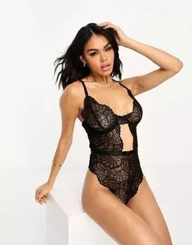 Черное кружевное боди на косточках ASOS Sienna