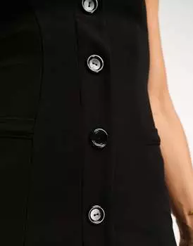 Черное мини-платье-бандо с пуговицами ASOS