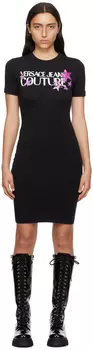 Черное мини-платье-футболка Versace Jeans Couture