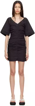 Черное мини-платье из органического хлопка GANNI