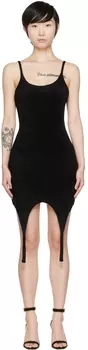 Черное мини-платье из вискозы Balmain