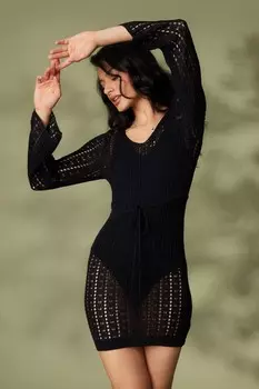 Черное мини-платье крючком QUIZ Clothing