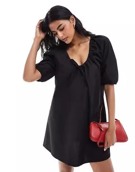 Черное мини-платье Luna со сборками спереди ASOS DESIGN