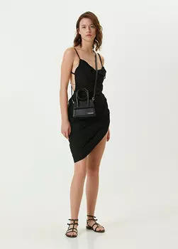 Черное мини-платье с асимметричной драпировкой Jacquemus