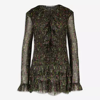 Черное мини-платье с цветочным принтом Philosophy