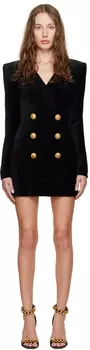 Черное мини-платье с монограммой Balmain