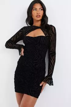 Черное мини-платье с принтом зебры QUIZ Clothing