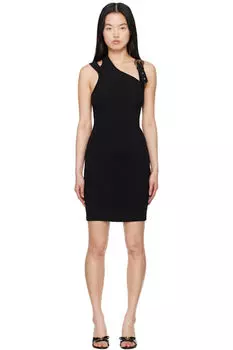 Черное мини-платье с пряжкой в стиле барокко Versace Jeans Couture