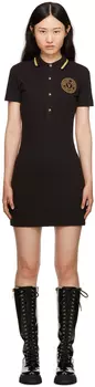 Черное мини-платье с вышивкой Versace Jeans Couture