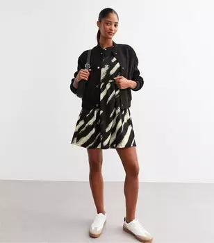 Черное мини-платье в диагональную полоску New Look, черный