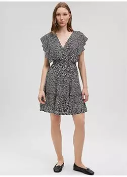 Черное мини-женское платье с V-образным вырезом M131137-88039-RIBBLE DRESS Mavi, черный
