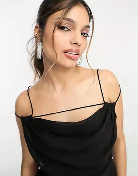 Черное многослойное мини-платье с бретелями ASOS DESIGN
