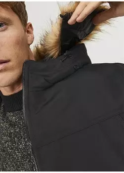 Черное мужское пальто Jack & Jones
