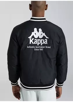 Черное мужское пальто с воротником-стойкой Kappa