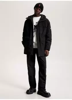 Черное мужское пальто Tommy Jeans