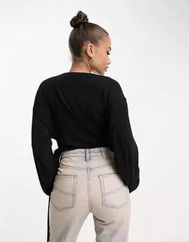Черное облегающее боди с запахом ASOS DESIGN