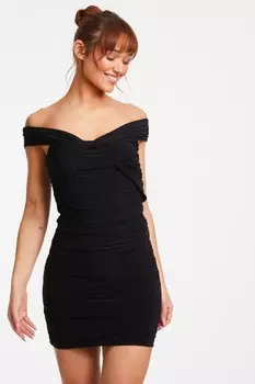 Черное облегающее мини-платье с узлом спереди и бардо QUIZ Clothing