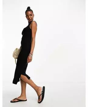 Черное облегающее платье миди без рукавов из джерси Vero Moda