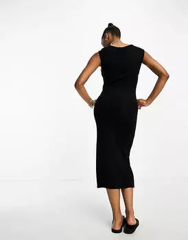 Черное облегающее платье миди без рукавов из джерси Vero Moda
