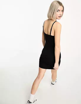 Черное облегающее платье мини с бретелями Tommy Jeans Essential