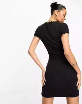 Черное облегающее платье с леопардовым принтом Tommy Jeans