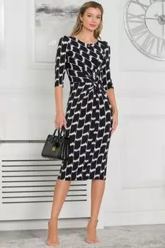 Черное облегающее трикотажное платье миди Qyara с декоративной застежкой Jolie Moi, черный