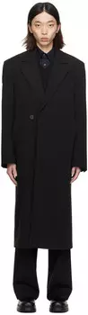 Черное одинарное длинное пальто Wooyoungmi