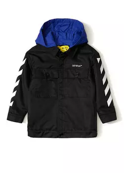 Черное пальто с капюшоном для мальчика Off-White