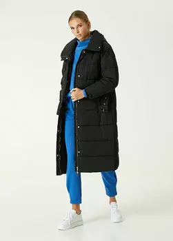 Черное пальто с капюшоном Network
