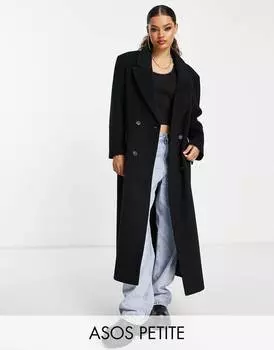 Черное пальто в стиле смарт-пап ASOS DESIGN Petite