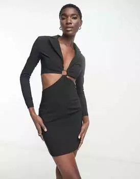 Черное платье-блейзер с кольцом Miss Selfridge