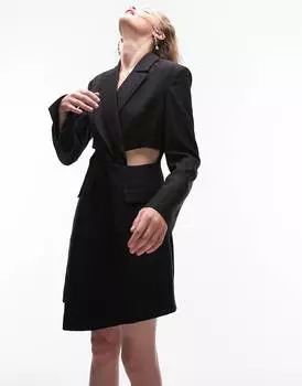 Черное платье-блейзер с вырезами и вырезами Topshop Tailored