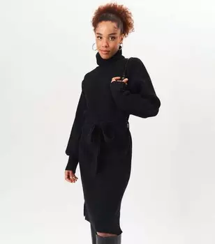 Черное платье-джемпер крупной вязки Gini London Gini London, черный