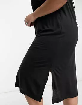 Черное платье-футболка миди Noisy May Curve