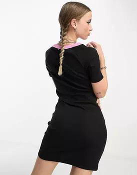 Черное платье-футболка мини с надписью "Angel" Noisy May