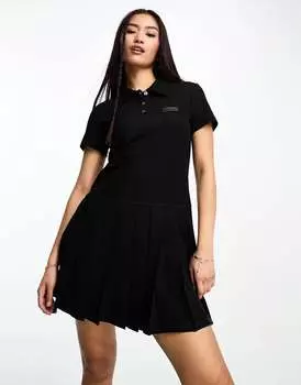 Черное платье-футболка со складками на подоле Urban Revivo