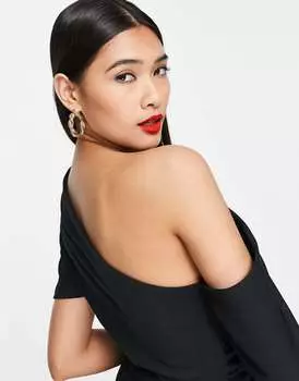 Черное платье-карандаш со складками на плечах ASOS
